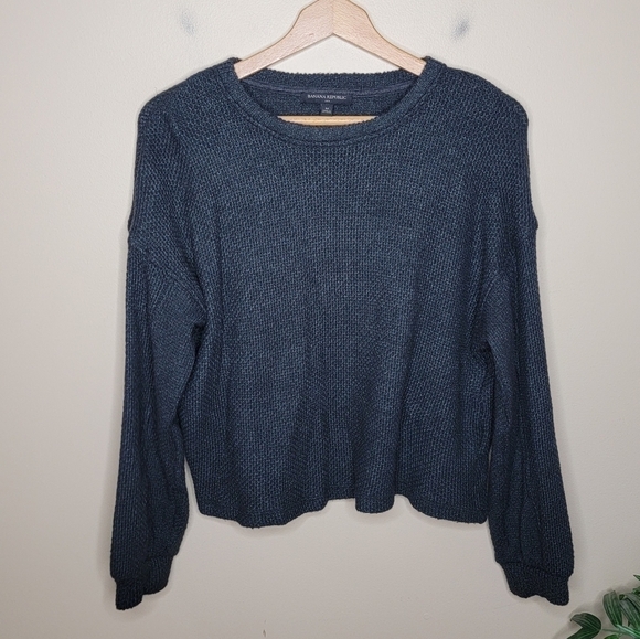 Banana Republic Factory | Dark Gray Cropped Drop Shoulder Sweater - Picture 1 of 6